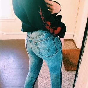 High waisted, stressed, vintage Levi jeans.